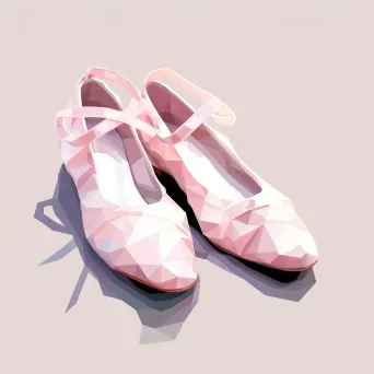 Ballet slippers in soft pinks and whites, portrayed in low poly style - Image 4