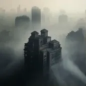 Image of a cityscape with thick smog indicating air pollution - Image 1