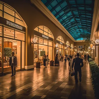 Upscale shopping outlet with luxury stores and well-dressed shoppers. - Image 1