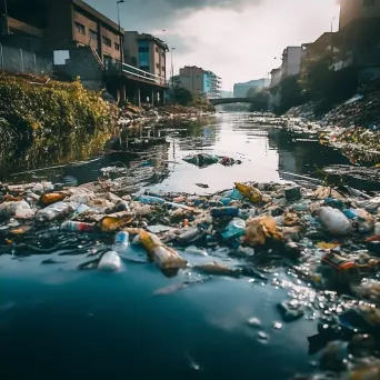 Polluted Urban River with Garbage - Image 4