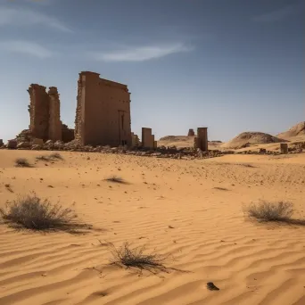 Black and white ancient ruins in desert landscape - Image 3