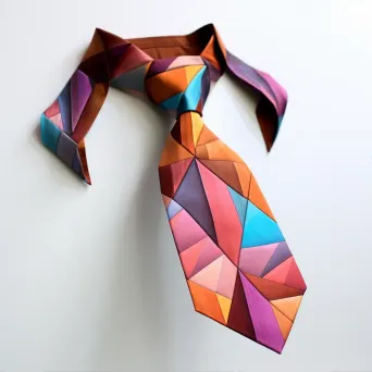 A vibrant, geometrically patterned necktie in low poly style - Image 1