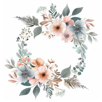 Pastel Beauty Salon Logo with soft floral wreath design - Image 2