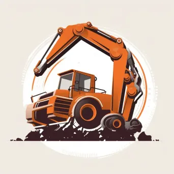 Dynamic machinery dealership logo with excavator icon in orange and gray colors on a light background - Image 4