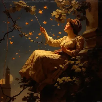 Woman plucking stars from night sky like fruit - Image 3