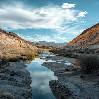 Desert spring feeding into a dry riverbed - Image 2