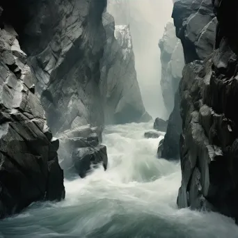 Raging river flowing through a rocky canyon - Image 3