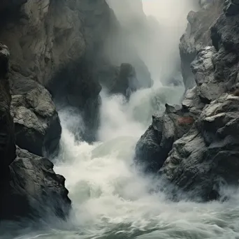 Raging river flowing through a rocky canyon - Image 4