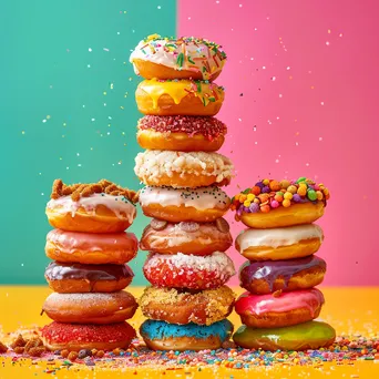 Variety of Colorful Doughnuts