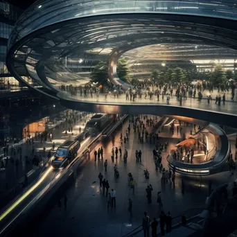 Futuristic transportation hub bustling with people and vehicles - Image 4