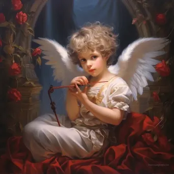 Neoclassical painting of a love-struck Cupid inspired by Greek mythology - Image 1