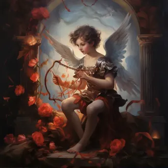 Neoclassical painting of a love-struck Cupid inspired by Greek mythology - Image 2