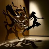 Silhouette of a dancer in motion against a brightly lit wall - Image 1