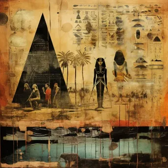 Mixed-media collage of mysterious Egyptian hieroglyphs - Image 2