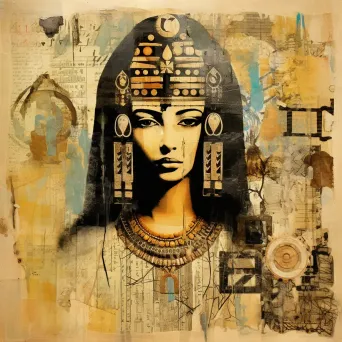 Mixed-media collage of mysterious Egyptian hieroglyphs - Image 3