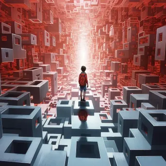 Visual representation of a labyrinth made of mirrors reflecting different realities - Image 4