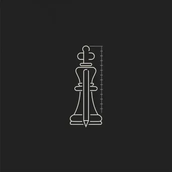 Logo with a single line creating a chess knight piece and a pencil, in silver and black. - Image 4