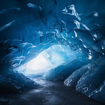 Brilliant blue ice formations inside an ice cave - Image 2