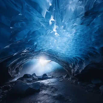 Brilliant blue ice formations inside an ice cave - Image 3