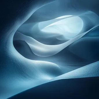 Interior view of a glacial cave with natural ice sculptures and lighting - Image 1