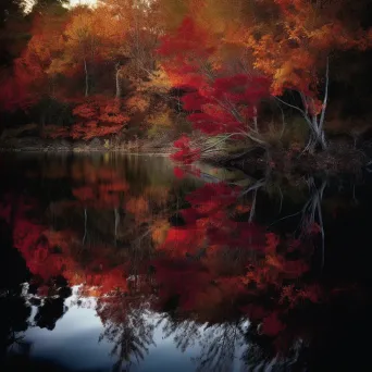 Vibrant autumn landscape with colorful forest and lake reflection - Image 2