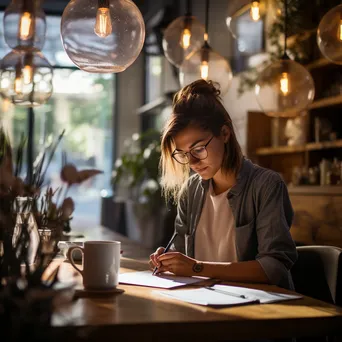 Professional Taking Notes in Café