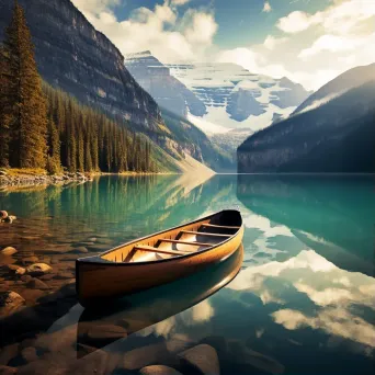 Lake Louise canoe reflections - Image 1