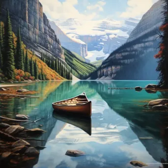 Lake Louise canoe reflections - Image 2