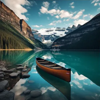 Lake Louise canoe reflections - Image 3