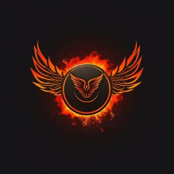 Bold wings logo with flames in red and orange - Image 2