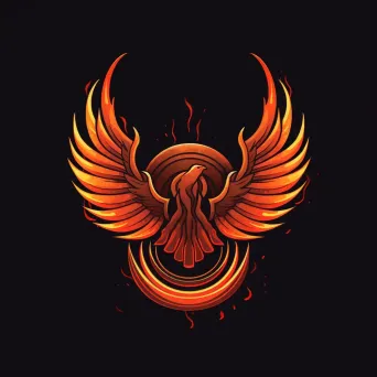 Bold wings logo with flames in red and orange - Image 4