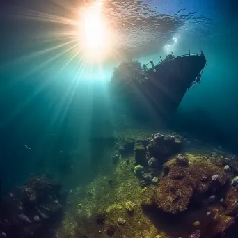 Wreckage of Cargo Ship with Gliding Rays