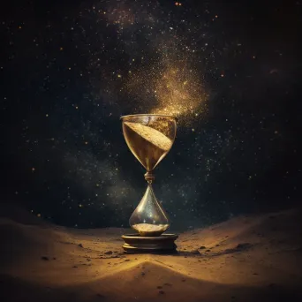 Visual representation of a large hourglass with golden sand descending - Image 1