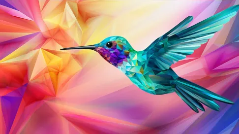 Colorful geometric representation of a hummingbird in flight - Image 3