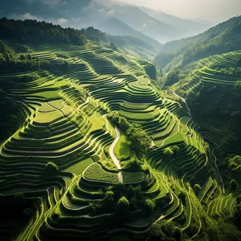 Aerial View of Tea Terraces