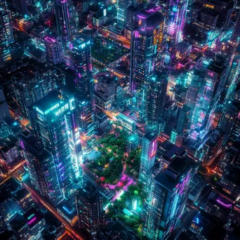 Futuristic City with Digital Grids