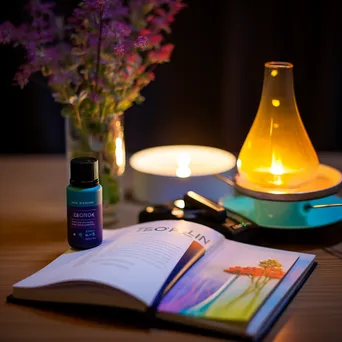 Wellness journal and essential oil diffuser on a table - Image 2