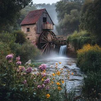 Traditional watermill alongside flowing river - Image 4