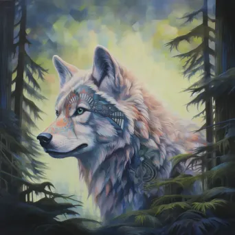 Pastel portrait of a mystical animal spirit guide in an enchanted forest - Image 4