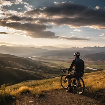 Cyclist at Mountain Overlook