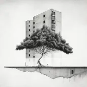 Solitary tree growing in a concrete cityscape - Image 3