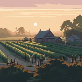 Peaceful morning on family-owned vineyard with dew on vines - Image 1