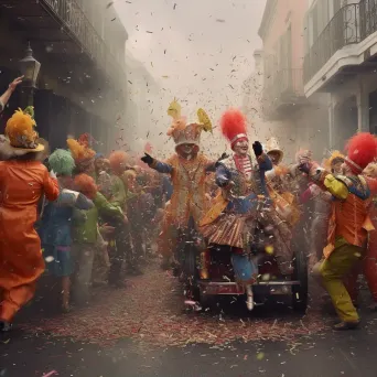 Mardi Gras parade with colorful floats and dancers in New Orleans - Image 2