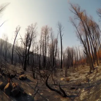 Charred landscape and smoldering trees after a wildfire - Image 2