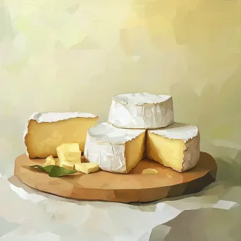 French artisan cheese platter depicted in a geometric, low poly style - Image 1