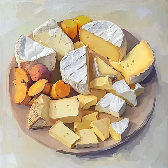 French artisan cheese platter depicted in a geometric, low poly style - Image 3