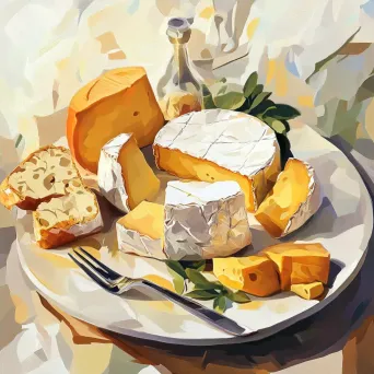 French artisan cheese platter depicted in a geometric, low poly style - Image 4