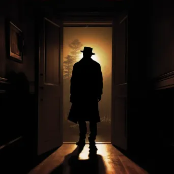 Intriguing illustration of a silhouetted figure at an apartment door - Image 3