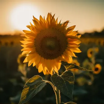 Golden hour sunflower in field - Image 2