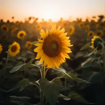 Golden hour sunflower in field - Image 3